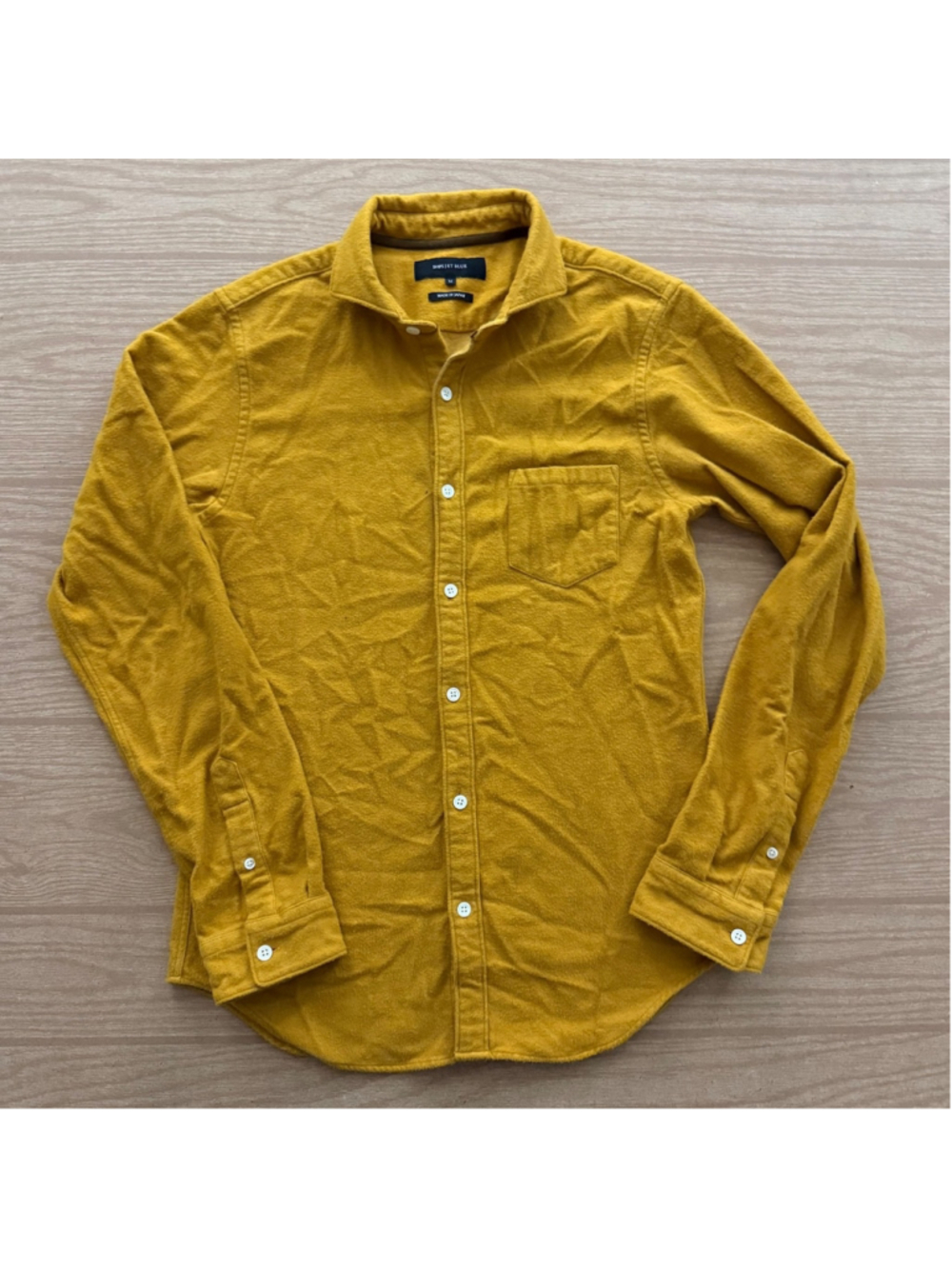SHIPS JET BLUE Mustard Yellow Brushed Flannel Shirt - Made in Japan - Men’s M